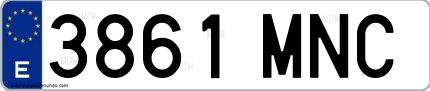 Ejemplo de matrícula española 3861 MNC