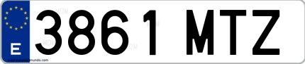 Ejemplo de matrícula española 3861 MTZ
