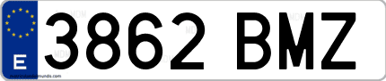 Ejemplo de matrícula de coche ordinaria 3862 BMZ