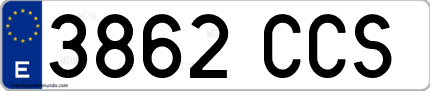 Ejemplo de matrícula de coche ordinaria 3862 CCS