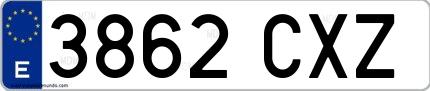 Ejemplo de matrícula española 3862 CXZ