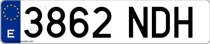 Ejemplo de matrícula española 3862 NDH