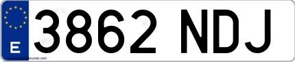 Ejemplo de matrícula española 3862 NDJ