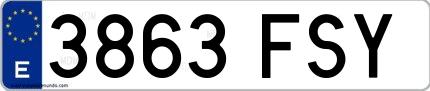 Ejemplo de matrícula española 3863 FSY