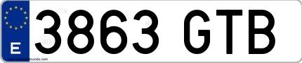 Ejemplo de matrícula española 3863 GTB