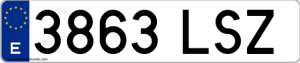 Ejemplo de matrícula de coche ordinaria 3863 LSZ