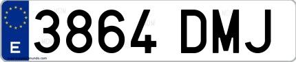 Ejemplo de matrícula española 3864 DMJ