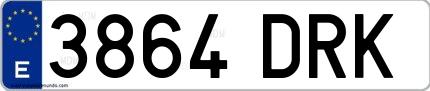 Ejemplo de matrícula española 3864 DRK