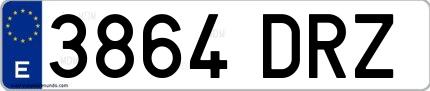 Ejemplo de matrícula española 3864 DRZ