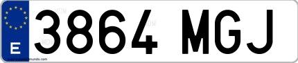 Ejemplo de matrícula española 3864 MGJ