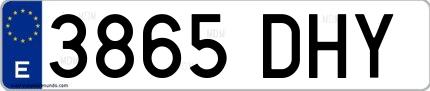 Ejemplo de matrícula española 3865 DHY