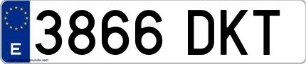 Ejemplo de matrícula española 3866 DKT
