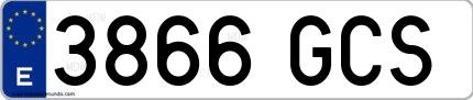 Ejemplo de matrícula española 3866 GCS