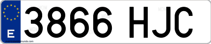 Ejemplo de matrícula de coche ordinaria 3866 HJC