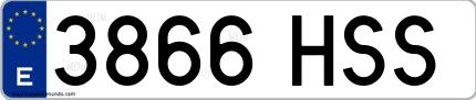 Ejemplo de matrícula española 3866 HSS