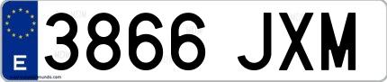 Ejemplo de matrícula española 3866 JXM