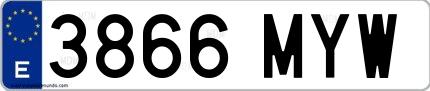 Ejemplo de matrícula española 3866 MYW