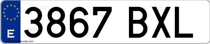 Ejemplo de matrícula española 3867 BXL