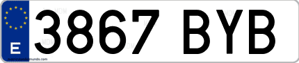 Ejemplo de matrícula de coche ordinaria 3867 BYB