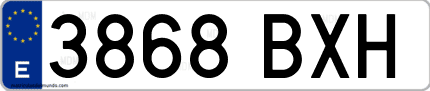 Ejemplo de matrícula de coche ordinaria 3868 BXH