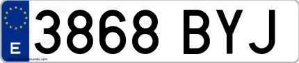 Ejemplo de matrícula española 3868 BYJ
