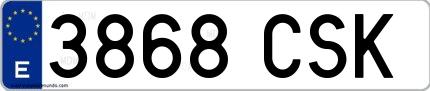 Ejemplo de matrícula española 3868 CSK