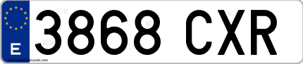 Ejemplo de matrícula de coche ordinaria 3868 CXR