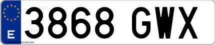 Ejemplo de matrícula española 3868 GWX