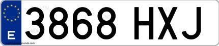 Ejemplo de matrícula española 3868 HXJ