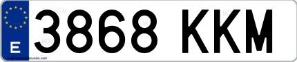 Ejemplo de matrícula española 3868 KKM