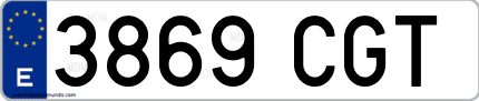 Ejemplo de matrícula de coche ordinaria 3869 CGT