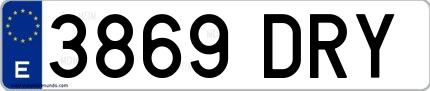 Ejemplo de matrícula española 3869 DRY