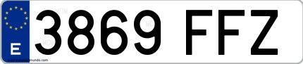 Ejemplo de matrícula española 3869 FFZ