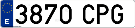 Ejemplo de matrícula de coche ordinaria 3870 CPG