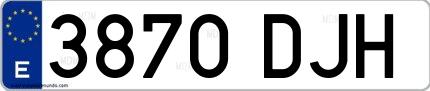 Ejemplo de matrícula española 3870 DJH