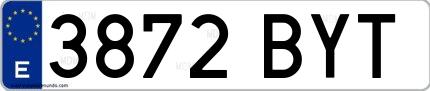 Ejemplo de matrícula española 3872 BYT