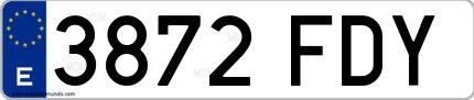 Ejemplo de matrícula española 3872 FDY