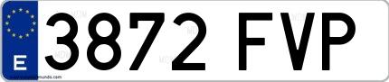 Ejemplo de matrícula española 3872 FVP