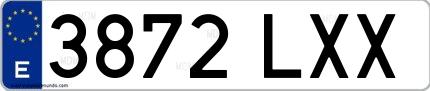 Ejemplo de matrícula española 3872 LXX