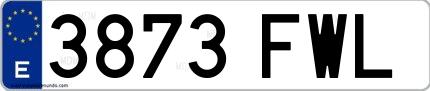 Ejemplo de matrícula española 3873 FWL