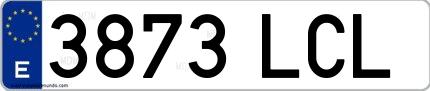 Ejemplo de matrícula española 3873 LCL