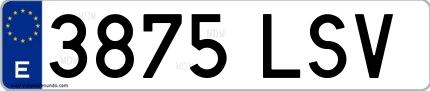 Ejemplo de matrícula española 3875 LSV