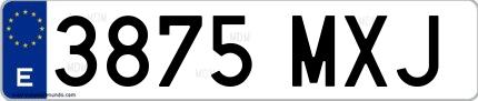 Ejemplo de matrícula española 3875 MXJ