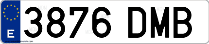 Ejemplo de matrícula de coche ordinaria 3876 DMB