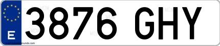 Ejemplo de matrícula española 3876 GHY