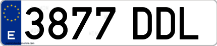 Ejemplo de matrícula de coche ordinaria 3877 DDL