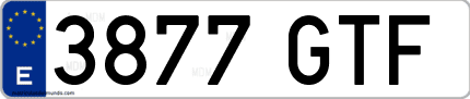 Ejemplo de matrícula de coche ordinaria 3877 GTF
