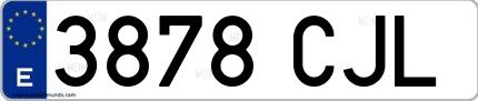 Ejemplo de matrícula española 3878 CJL