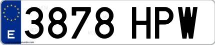 Ejemplo de matrícula española 3878 HPW