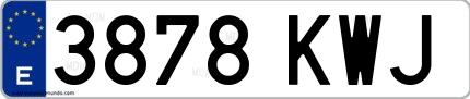 Ejemplo de matrícula española 3878 KWJ